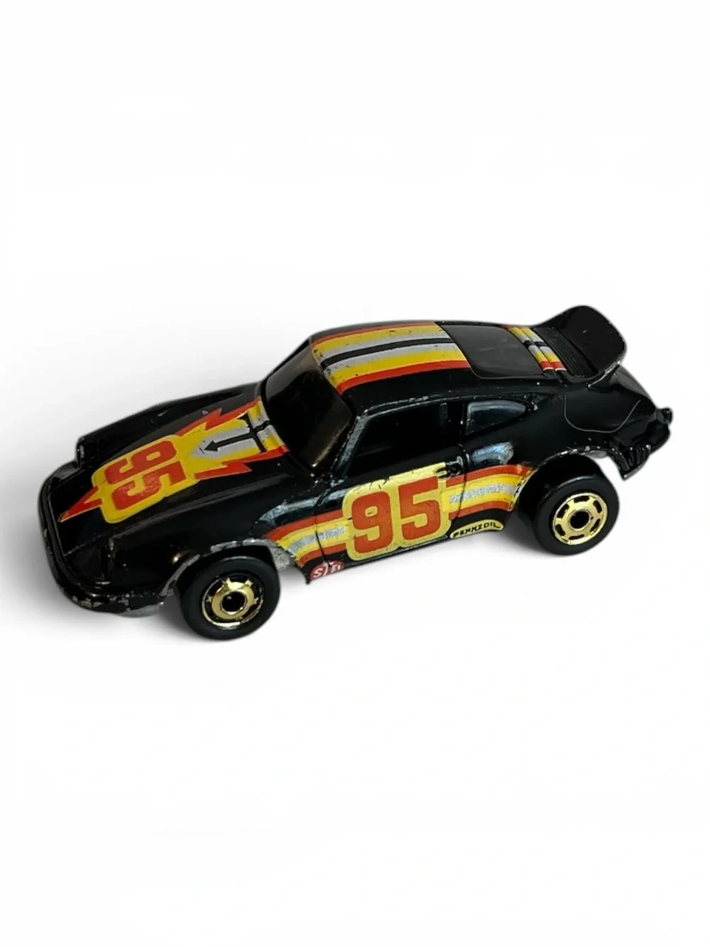 Hot Wheels 1982 The Hot Ones P-911 Porsche Gold Hubs Black Porsche #95 GHO